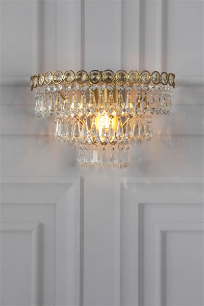 (image for) Laura Ashley Enid Wall Light Faceted Glass and Matt Antique Brass